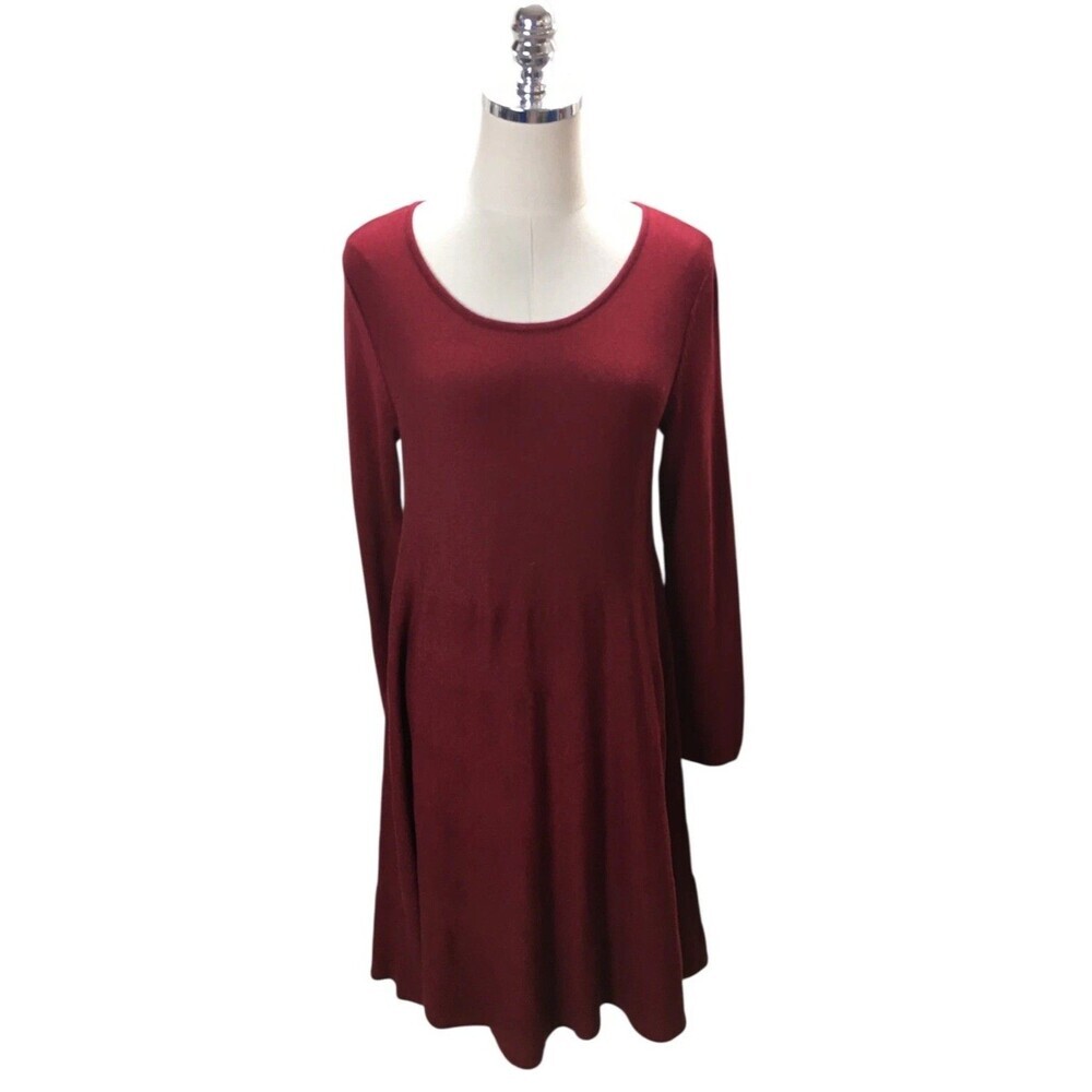 J Jill Cotton Yak Red A-Line Dress Size Small Quiet Luxury Lagenlook Capsule
